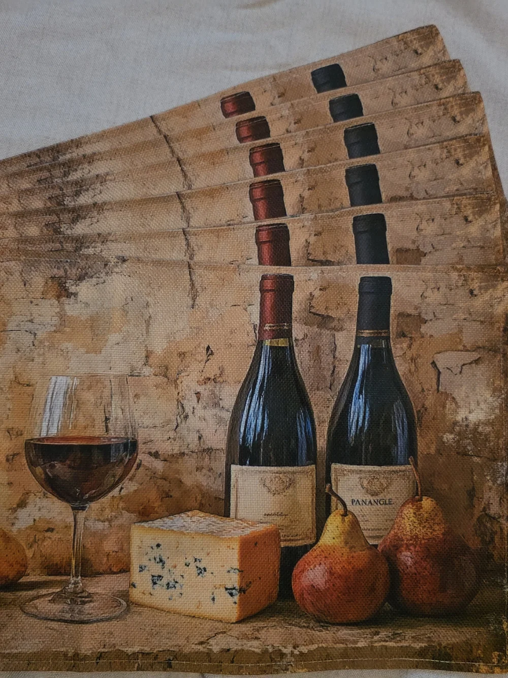 Arevigh Retro Red Wine Placemats Set 6 Washable Table Mats 12x18